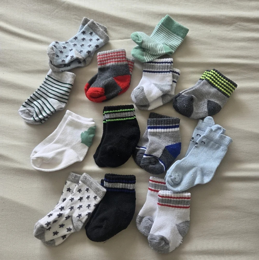 Baby Socks, Bib Set, And Beanie Bundle Size 3-6 Months